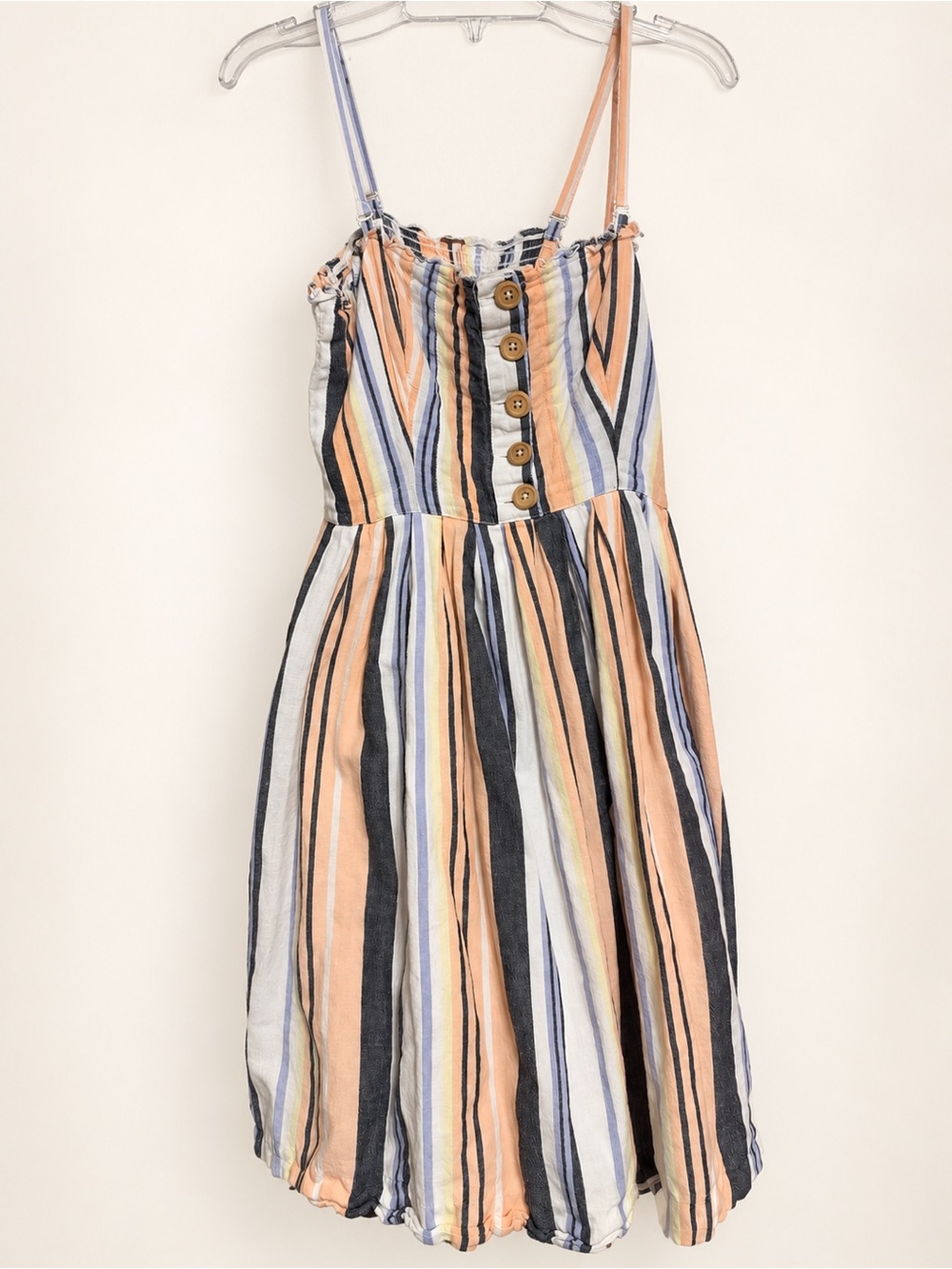Free People Striped Button Front Sundress Adjustable Straps XS